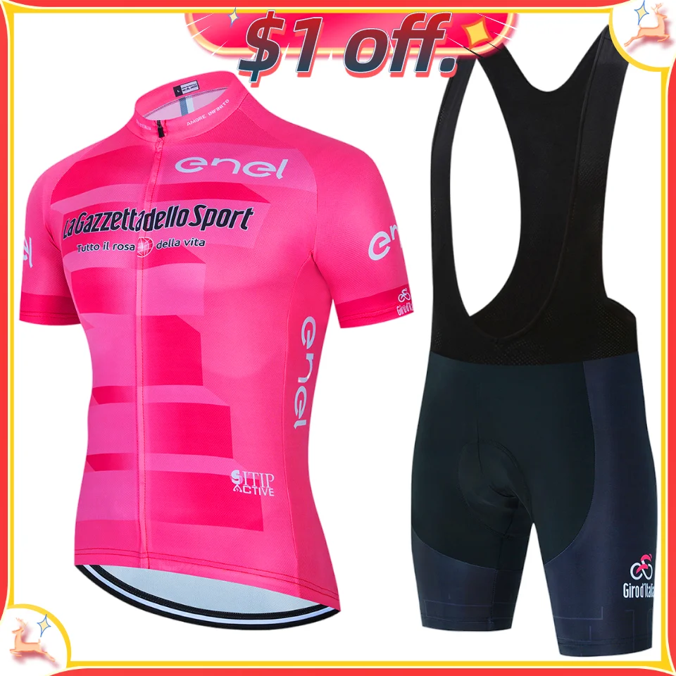 2022 Pink Cycling Jersey Men Summer Bicycle Clothes Road Team Racing
