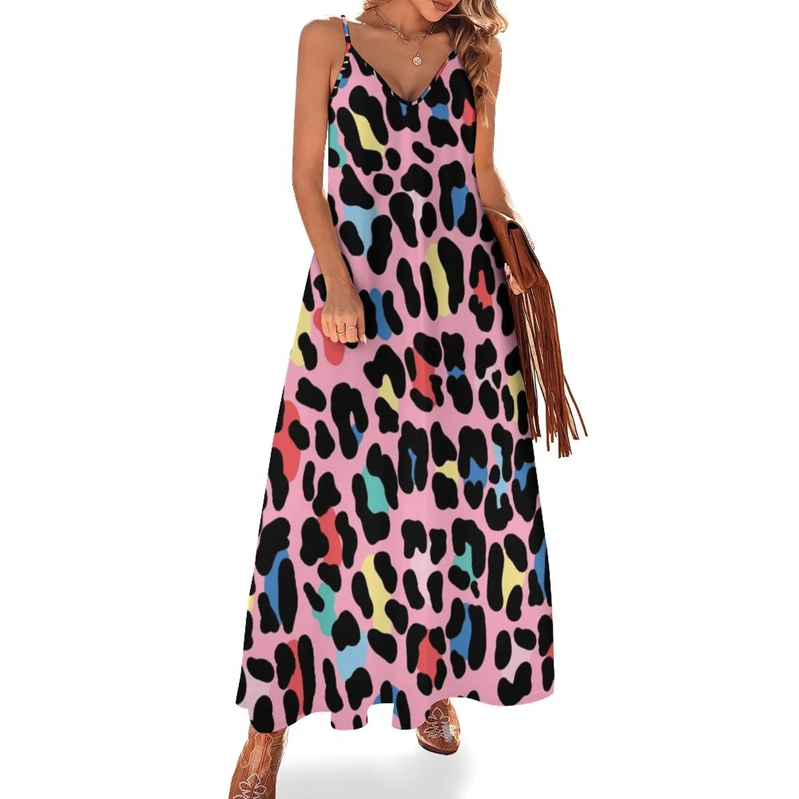 

Rainbow leopard by Elebea Sleeveless Dress party dress women elegant luxury womens dress Women's summer suit