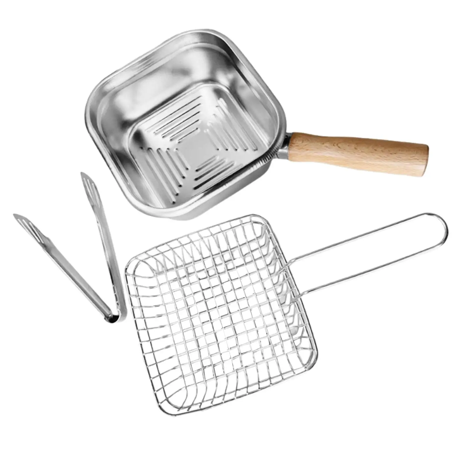 Small Deep Fryer Pot Portable Multipurpose 2500ml Comfortable Handle Stainless Steel Cooking Pot for Stock Chicken Fries
