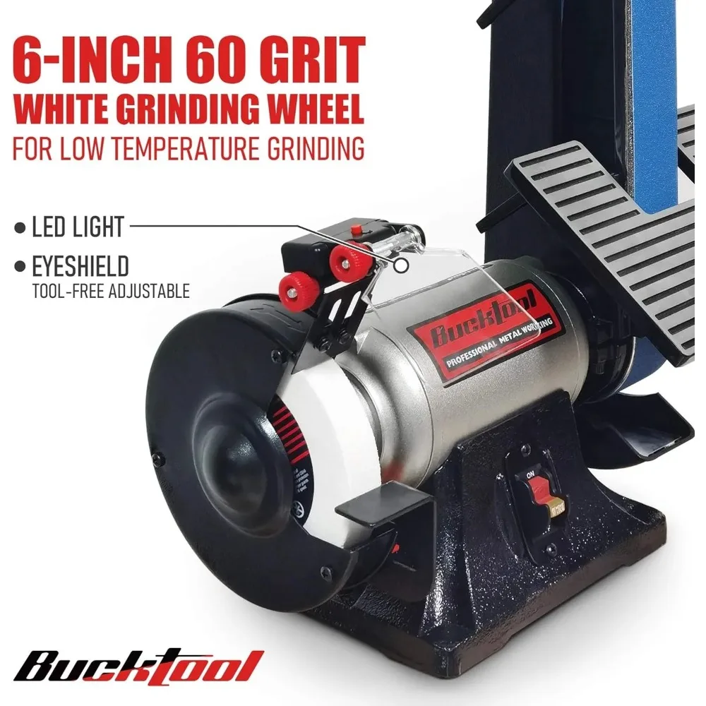 Combo 2" x 42" Belt Sander 6" Bench Grinder Knife Sharpener with Large Work Table BG2600 Upgraded Model