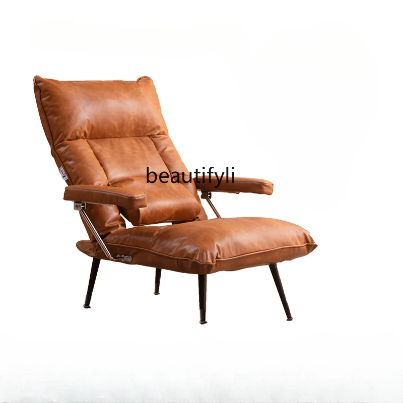 

Leather Waist Support Single Lounge Sofa Chair Home Living Room Study Guests Can Lie and Sleep