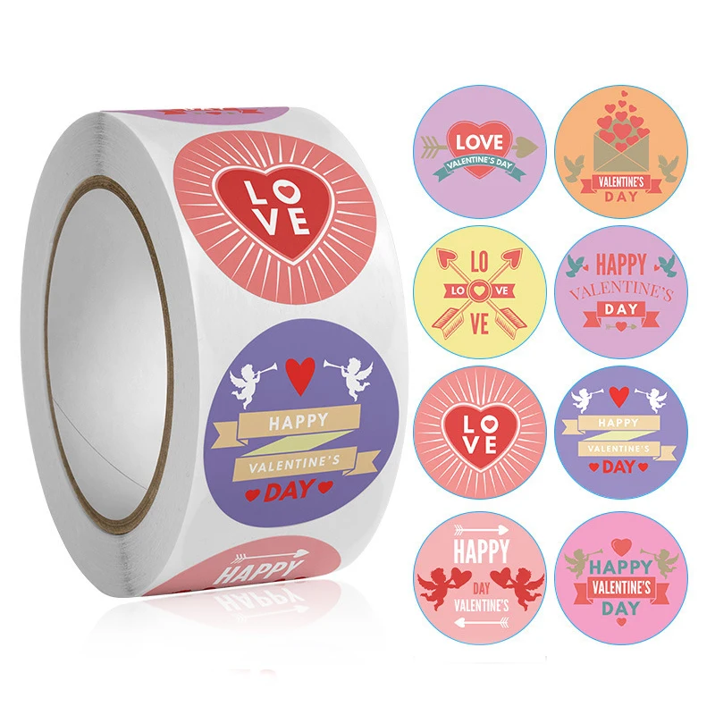 

500pcs Love Stickers Labels Round Heart Shaped Valentine's Day Gift Package Decor Party Wedding Sticker Bag Envelope Seal Tags