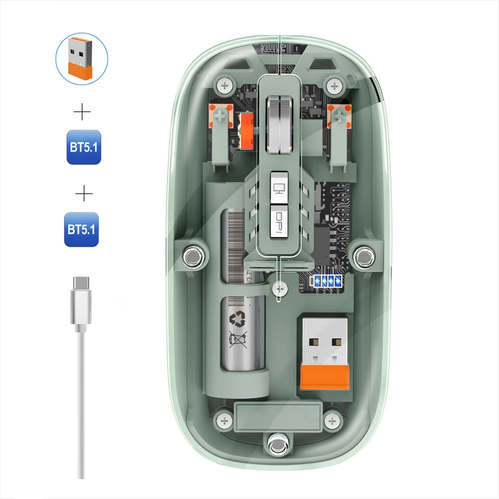 M233 Transparent Magnetic Mouse Triple Mode 2.4G Bluetooth  