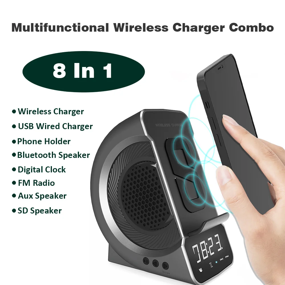 8 In 1 Wireless Charger Usb Charging Combo With Portable Bluetooth