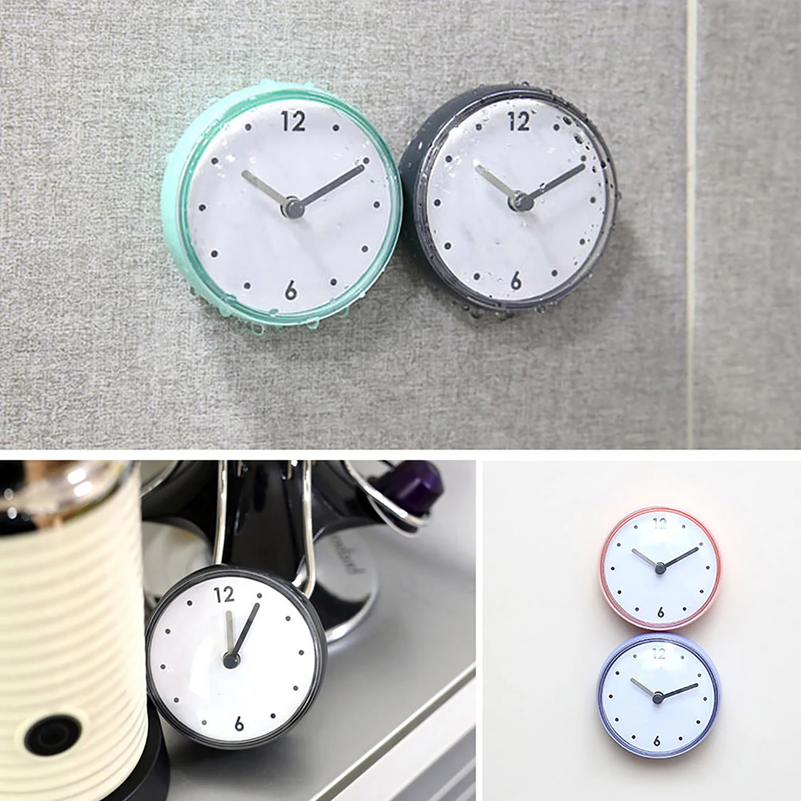 Cute Waterproof Sucker Alarm Clock Cartoon Kitchen Bathroom Bath Shower Clocks With Suction Cup Sucker Wall Clocks DecorationMini Sucker Wall Clock Bathroom Anti-Fog Waterproof 7cm Kitchen Toilet Small Quartz Table Clock