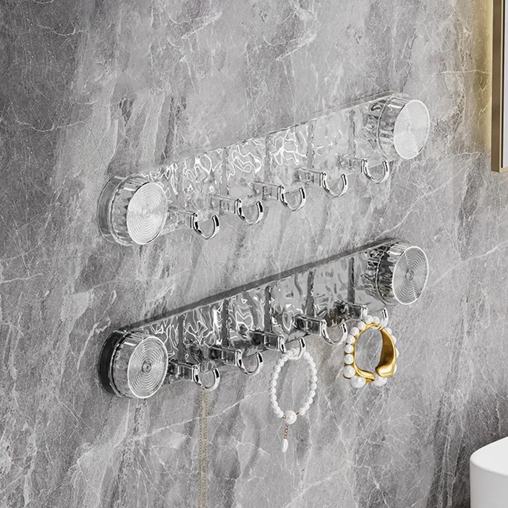 5 Hooks Rotating Suction Cup Hooks Punch-Free Strong Load-Bearing Bathroom Towel Rack Wall Mounted Corrugated Row Hook 5