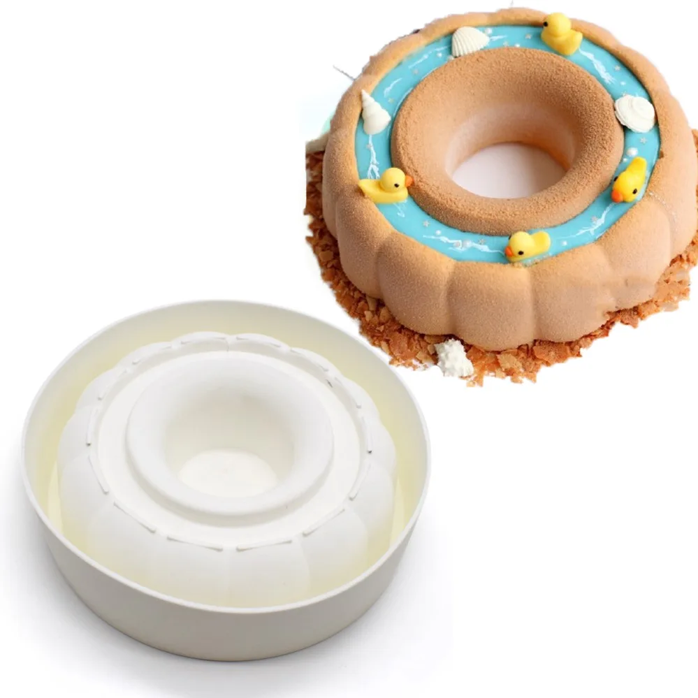 Round Corrugated Big Flower Mousse Cake Mold Taiji Design Silicone Mold for DIY Chocola... - SKU RCMM1913 - UGI Packaging