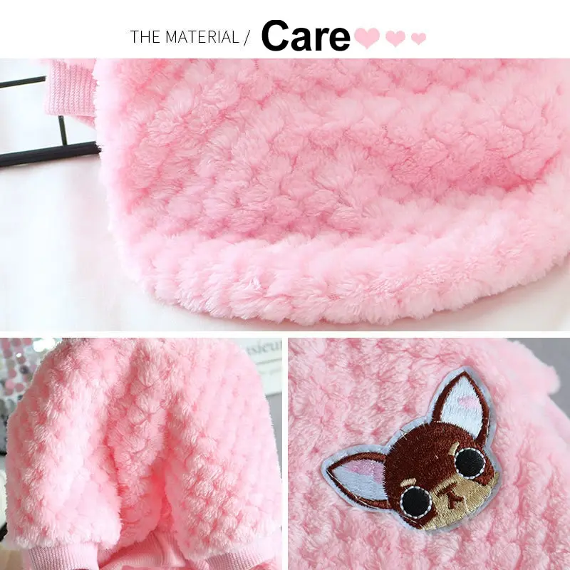 Pet Clothes Pink Soft Fleece For Small Medium Dogs Cats Warm Winter Dog Coat Jacket Puppy Cat