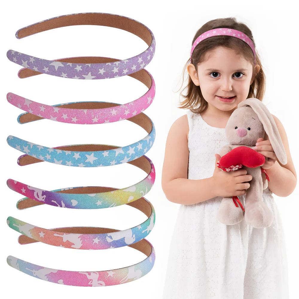 

1.5cm Wide Luminous Unicorn Hairband Fashion Glitter Star Pattern Headband for Washing Face Daily Headwear Hair Accessories