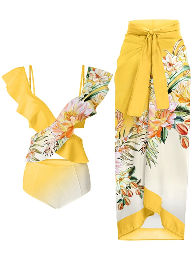 

2023 Push Up Women Floral Deep Swimsuits Reversible Monokini Tummy Control Bathing Suits Deep V-Neck Swimwear With Cover Up