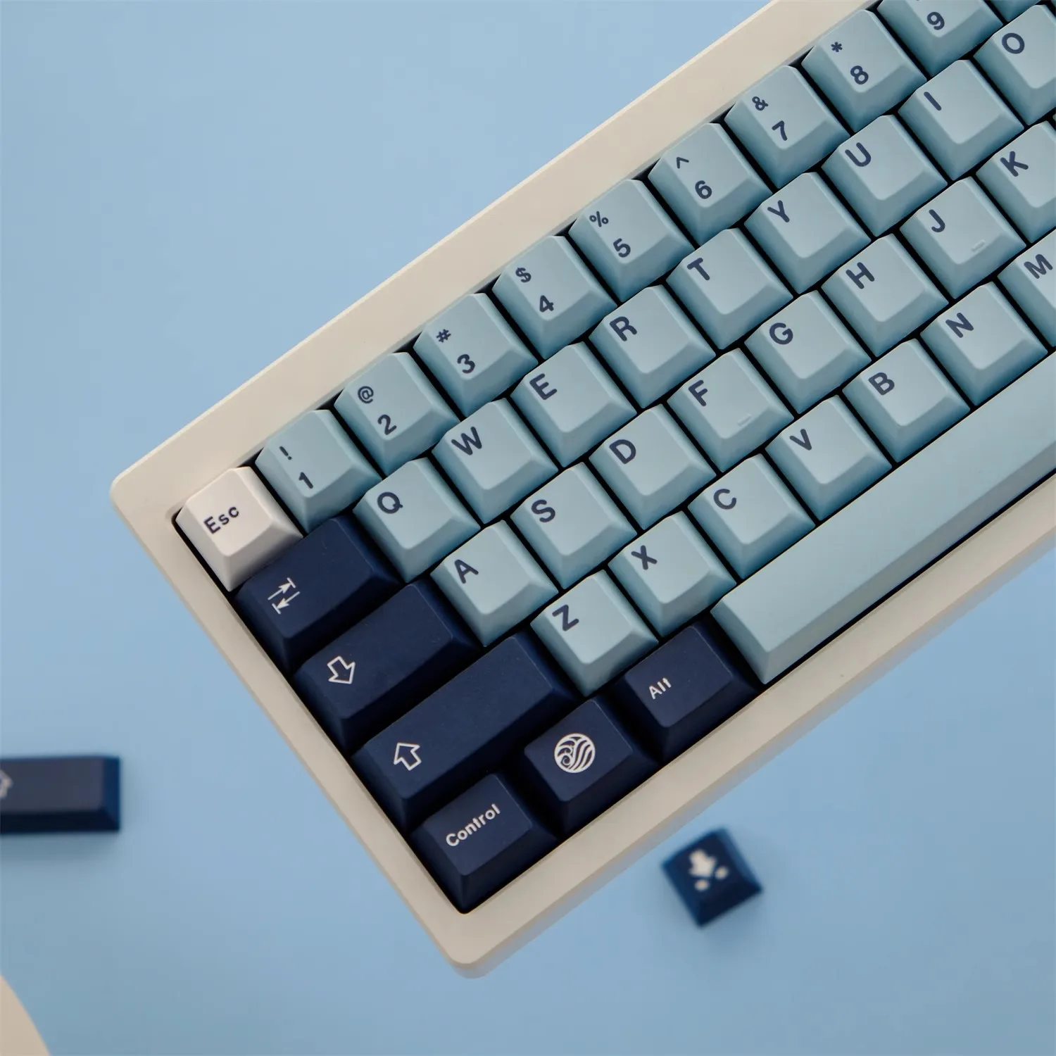 Gmk Mizu Keycaps Grupo Pbt Sublimação de Corante Teclados de Perfil Cereja 61 64 68 75 84 96 980 104 Teclados de Layout 129 Teclas - Imagem 2