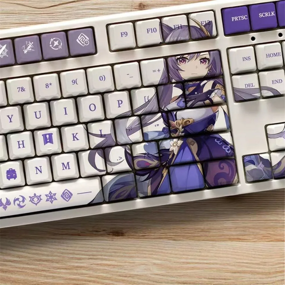 chaves genshin impacto tema keycaps pbt anime keycap teclado mecânico para cereja mx jogo teclado decoração presente