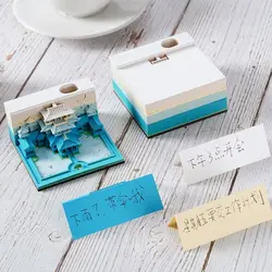 Temple Castle Universe 3D Carving Sticky Notes Message Paper Post Memos 3D Sticky Notepad Hand-tear Handmade Crafts