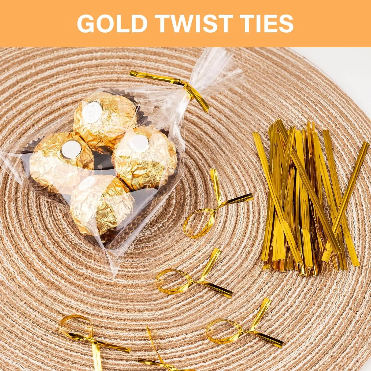 100 Pcs 4x6 Inch Clear Cellophane Bags with Color Twist Ties, Clear Plastic Goodie Cello Treat Candy Bags for Cookies, Popcorn