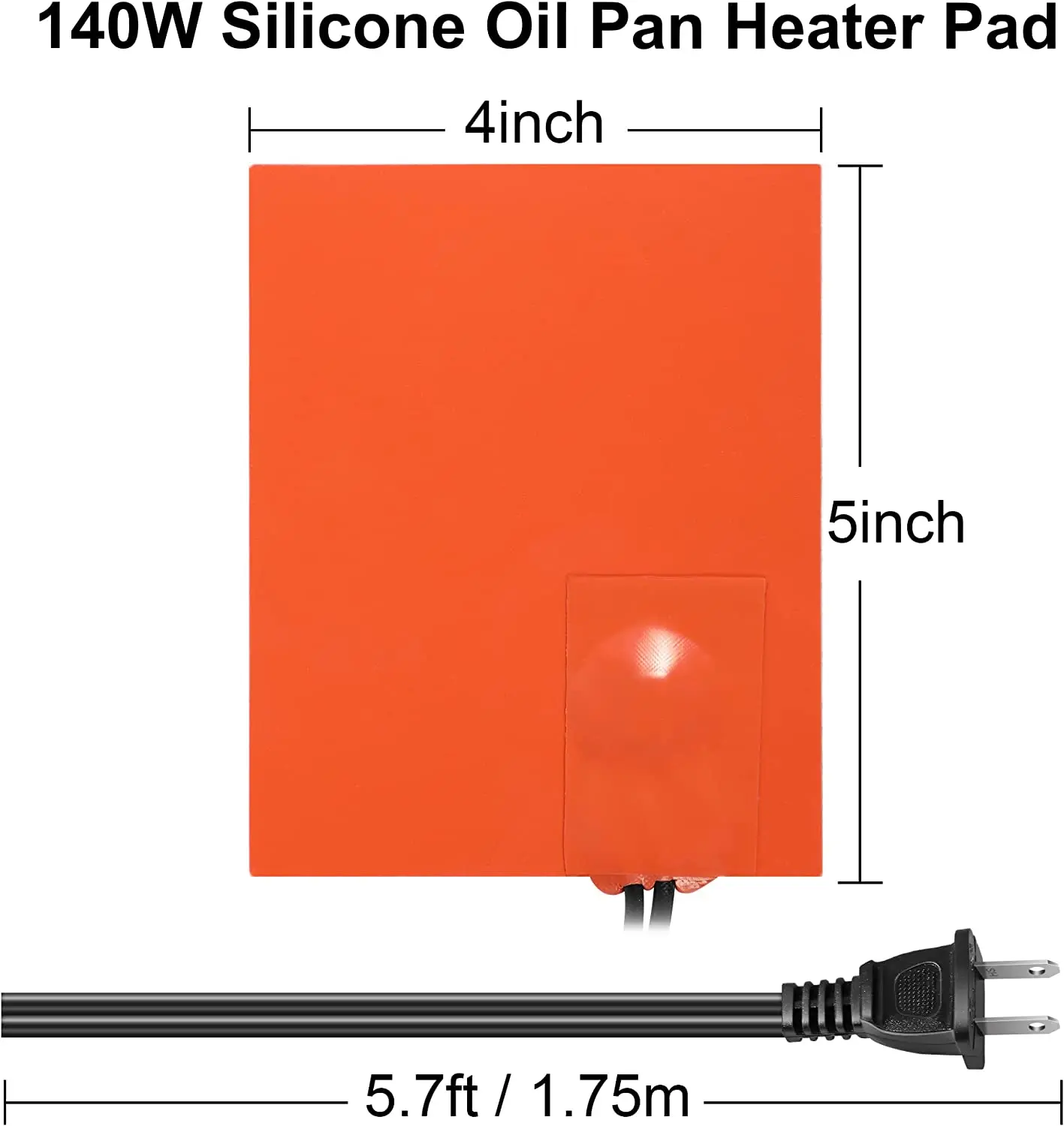 Silicone Engine Heater Pad With Thermostat - 250W 120V - Fits Cars, Trucks & Generators - Self-Adhesive & Easy Install