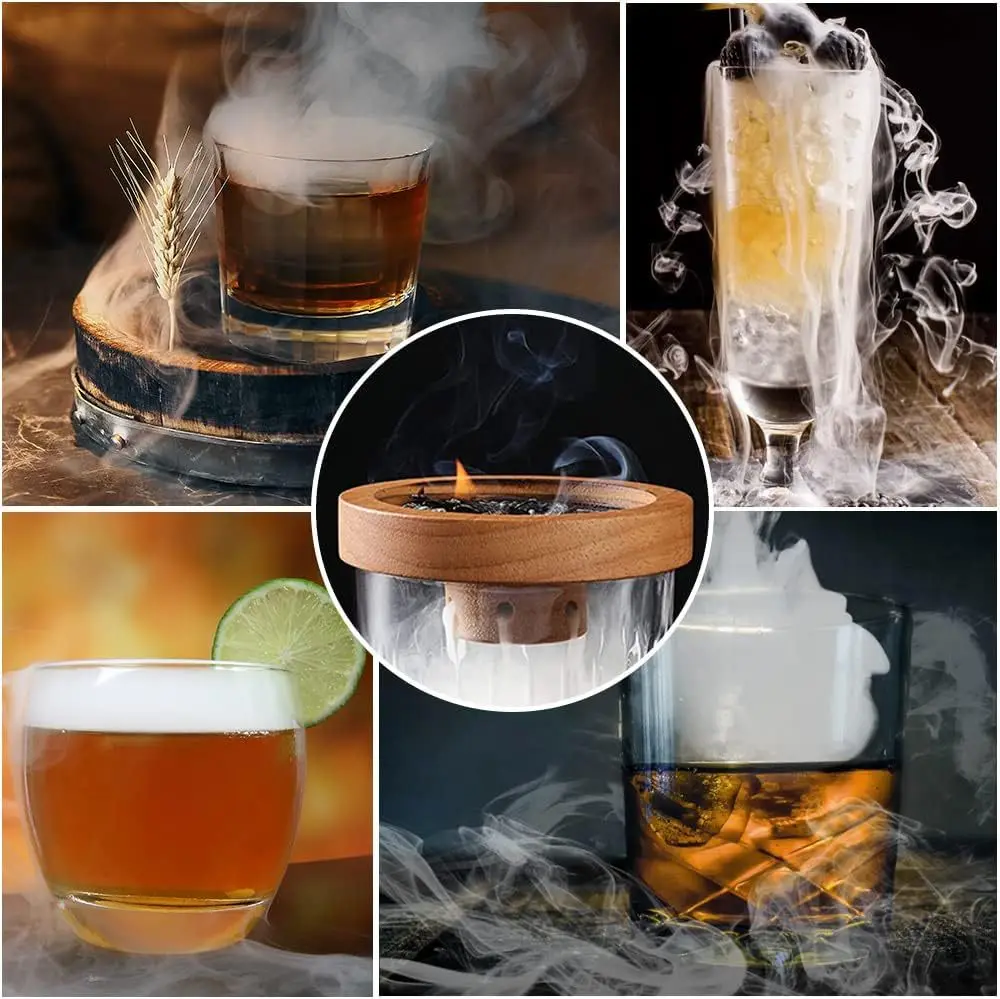 Cocktail Smoker Kit with Apple Cherry Oak Pecan Wood Chips for Bar Drinks