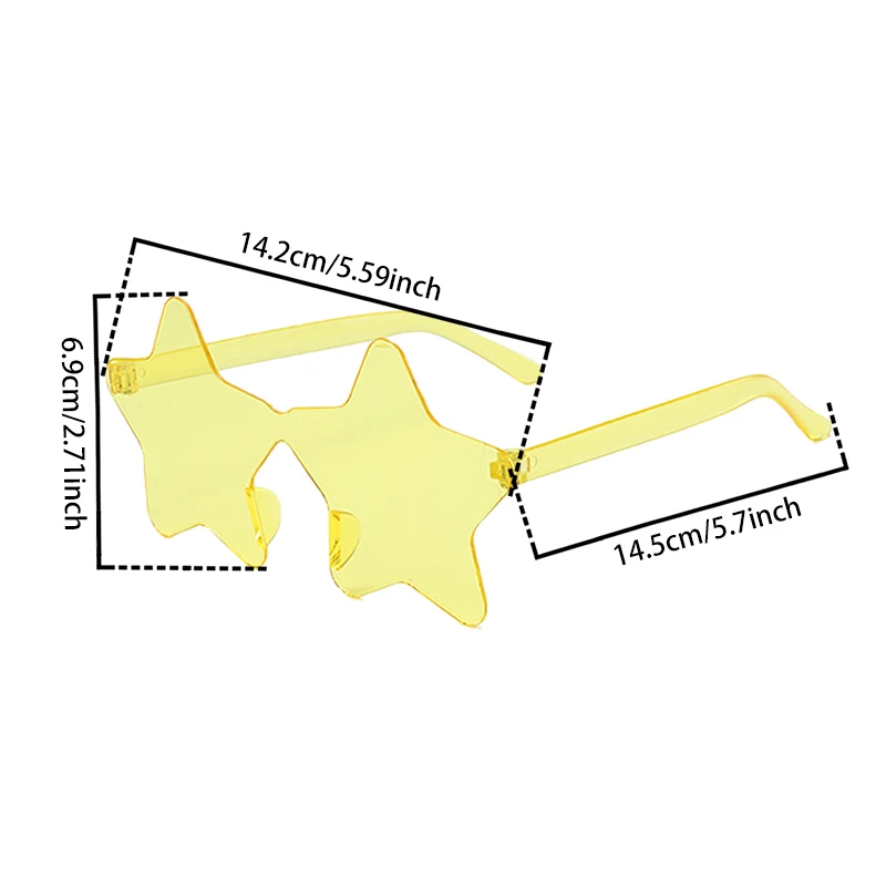 KAMMPT 16 Pairs Per Set Rimless Star Shaped Sunglasses Fashion Cute Candy Color Rave Shades Trendy Beach Vacation Sun Glasses 6