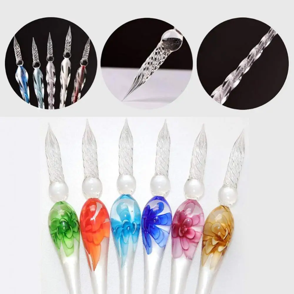 

Floral Vintage Glass Dip Signature Fountain Pen Ink Writing Tool Stationery Gift