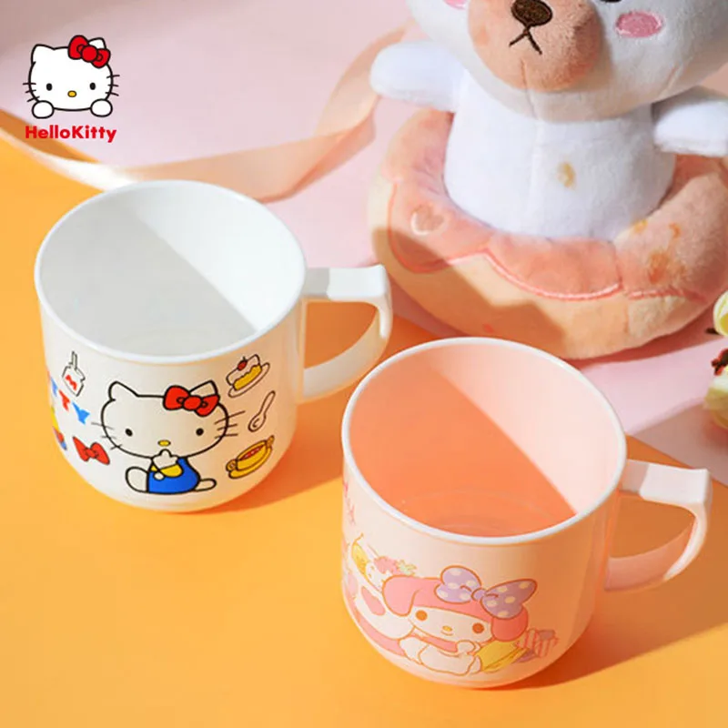 

Kawaii Sanrio Anime Water cup Cute Hello Kitty my melody cartoon Little Fresh no smell tooth glass Breakfast cup gifts for kids