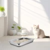 Large Stainless Steel Cat Litter Box Sturdy Non-Slip Pet Toilet for Indoor Cats Easy to Clean Kitten Litter Pan Household Use