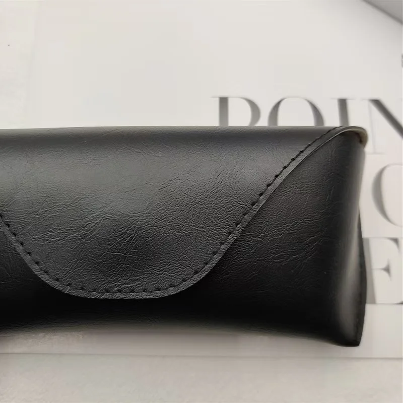 Black Leather Hard Shell Sunglasses Case - Stylish & Practical Magnetic Clamshell Design
