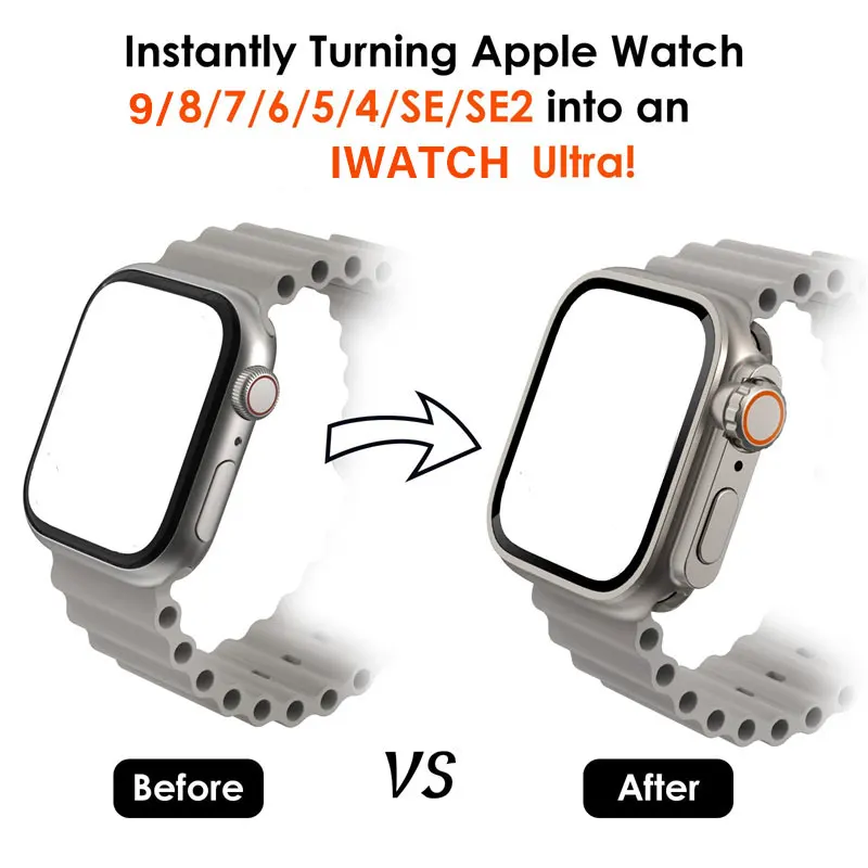 Tempered Glass Cover for Apple Watch 41mm 45mm 40mm 44mm Screen Protector Case Front &Back Full Protective iWatch 9 8 7 SE 6 5 4
