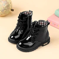 2024 New Winter Children Shoes PU Leather Waterproof Plush Boots Kids Snow Boots Brand Girls Boys Casual Boots Fashion Sneakers 5