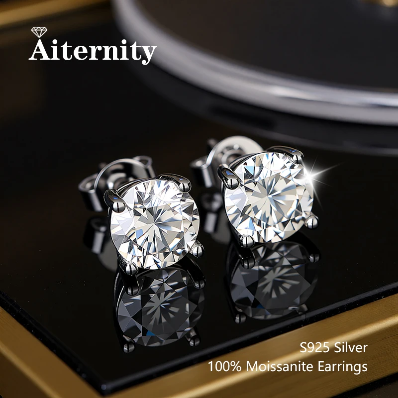 18K Gold Plated 0.1-2CT Moissanite Studs Earrings for Men Women S925 Silver Pass Diamond Test Wedding Gift 2