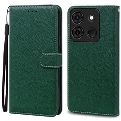 Luxurious Wallet Leather Flip Phone Cover and Case for Infinix Smart 7 Plus (Dark Green)