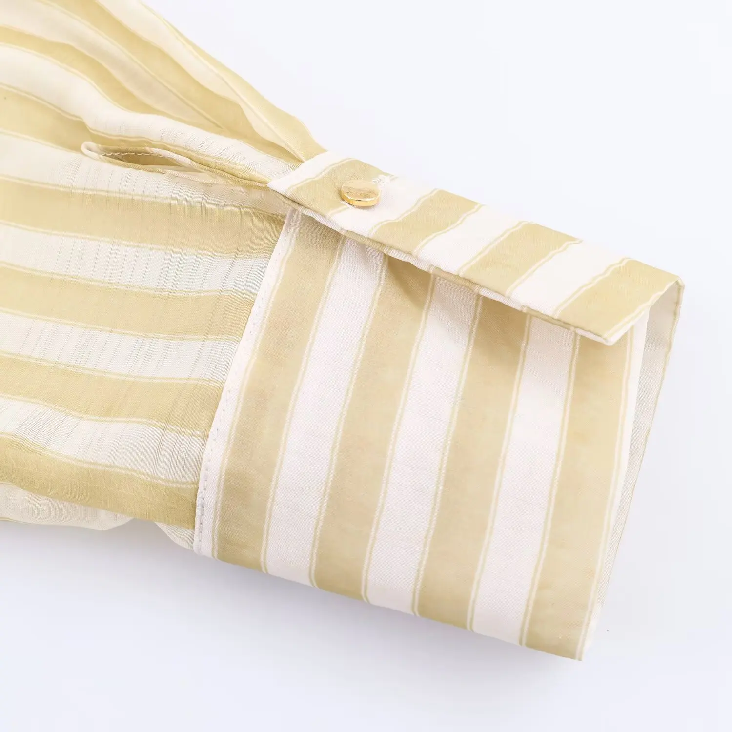 Women's Autumn New Loose Yellow Striped Shirt Turn-Down Collar Single Breasted Commuting Casual Versatile Female Shirt Streetwea