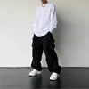Men's Casual Cargo Pants Fashion Streetwear Classic Man Straight Wide-leg Pants Drawstring Workwear Trendy Loose Cargo Trousers 5