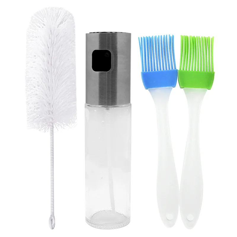 

Leak-proof Glass Olive Oil Sprayer Dispenser Bottle+2pcs Oil Brushes + 1pcs Cleaning Brush for BBQ Kitchen Cooking