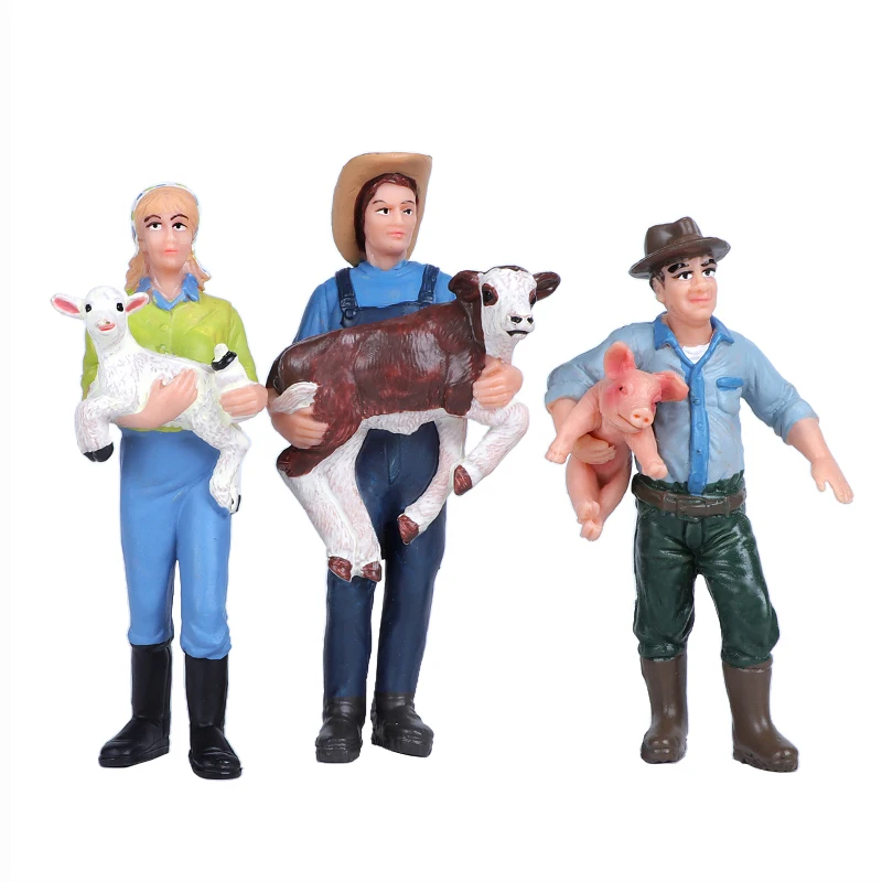 Hand-Painted Farmer & Farm Animal Figurines