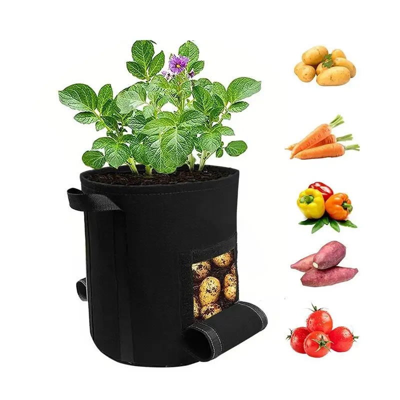 

Fabric Plant Pots Grow Bags Breathable Potato Growing Pots With 2 Sturdy Handles For Potatoes Tomatoes Carrots Onions Fruits