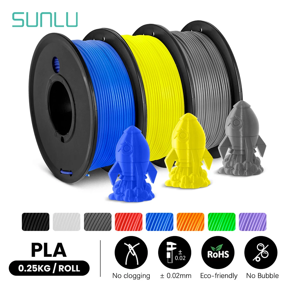 SUNLU3RollsPLA3DFilament175MMFDMPrinter250GNoBubbleOdorless