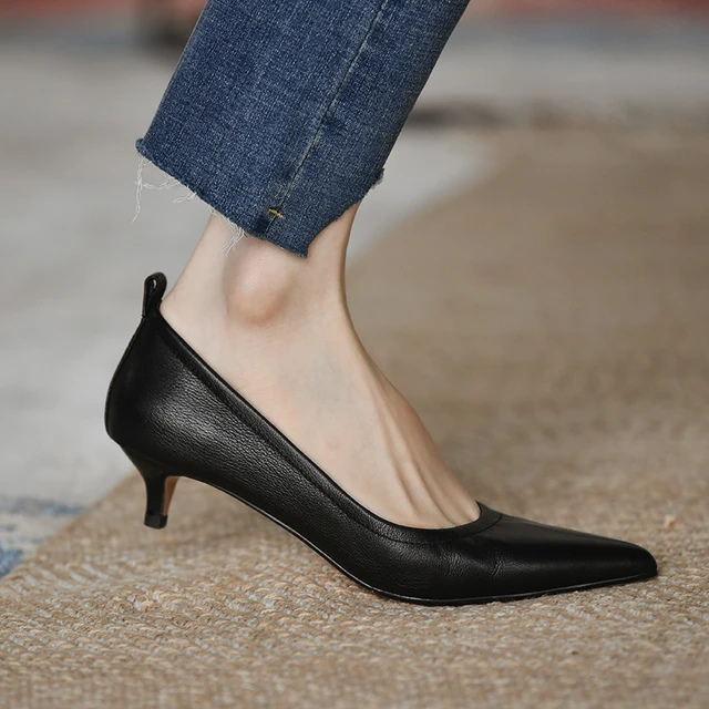 Women's Kitten Heels Pointed Closed Toe Pumps Wedding Office Work  Comfortable Low Heel Dress Shoes for Women with Cushioned Inner Sole Black  8.5 - Walmart.com