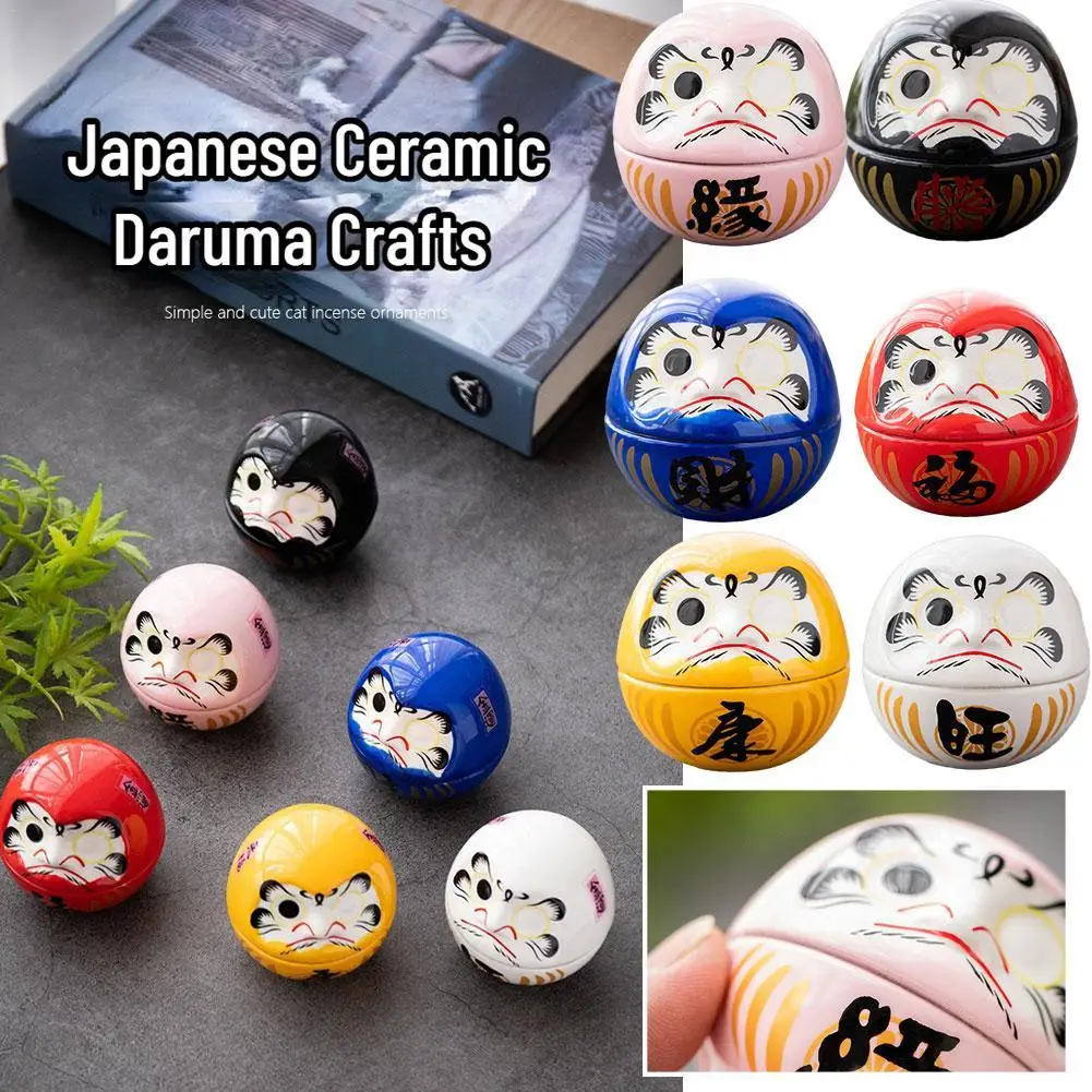 

Ceramic Daruma Doll Crafts Lucky Charm Fortune Ornament Landscape Home Decor Miniature Accessories Gifts