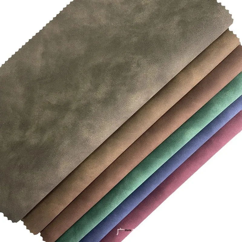 Retro Two-Tone PU Leather Jacket Pants Children's Clothing Washed Fabric Simulation Leather Cotton Bottom Jacket Pants