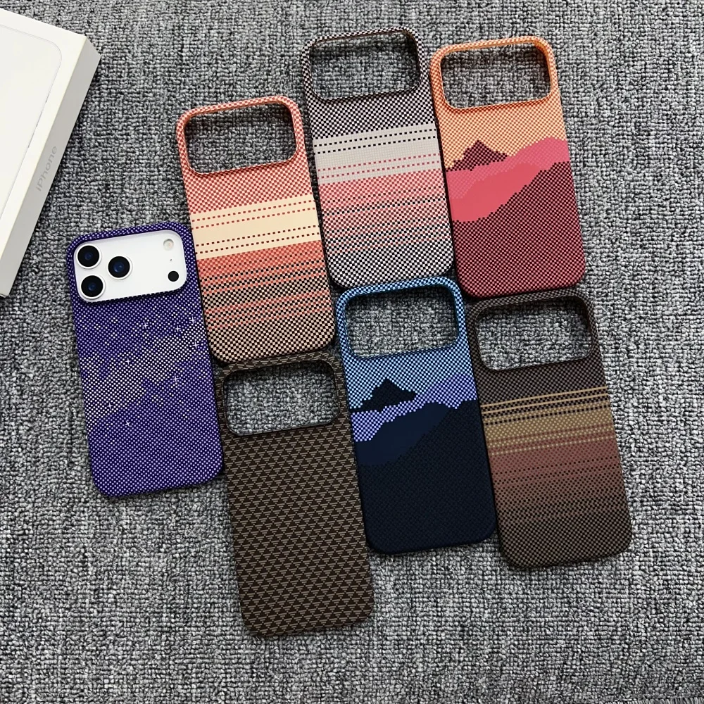 Sleek Carbon Fiber Kevlar MagSafe Phone Case with Fashion Texture