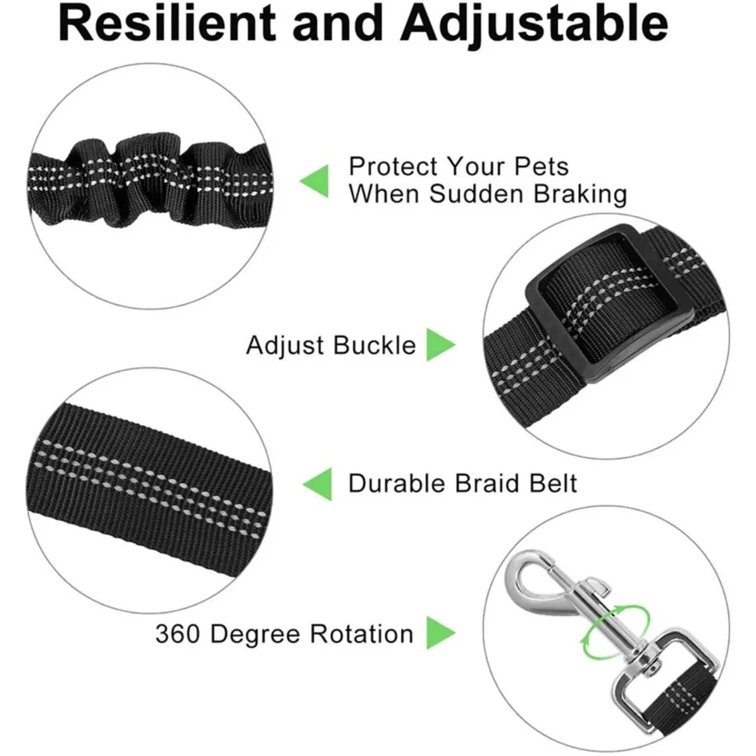 Dog Safety Car Seat Belt Damping Belt Reflective Line Adjustable Length for dog seat belt dog leash pet seat belt Dog Leash Safety For Traveling Driving Supplies 1PC