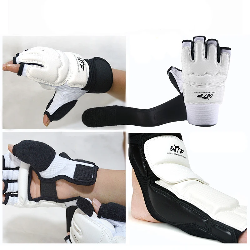 1Set Taekwondo Leather Foot Gloves Sparring Karate Ankle Protector Guard Gear Boxing Martial Arts Sock  Kid