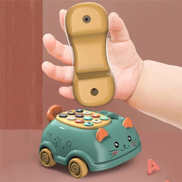 Jouets de téléphone Musical 3 en 1 pour bébé, jouet d'apprentissage interactif pour tout-petits avec lumières, histoire téléphonique pour chat, éducation précoce, cadeau Montessori 2