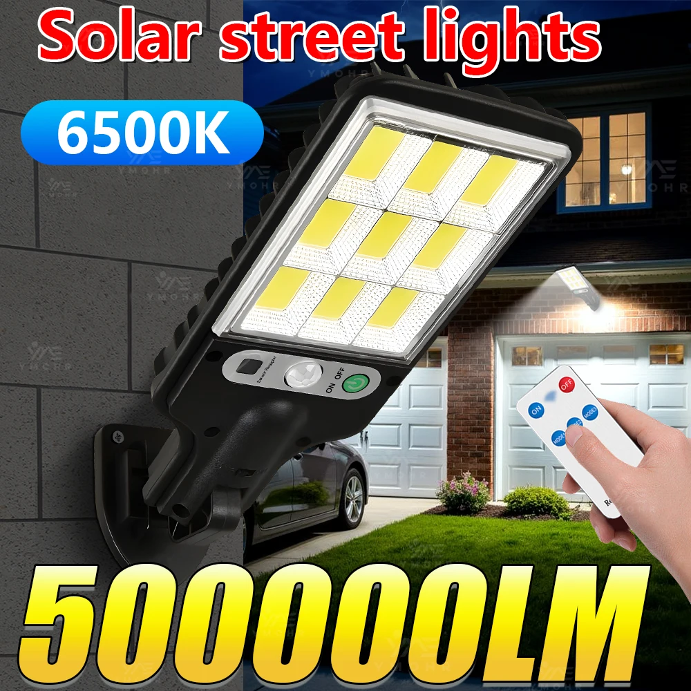 새로운 500000LM 야외 태양광 경로 조명 방수 정원 조명 파티오 잔디밭 산책로 LED 벽 램프 따뜻한 가로등 장식