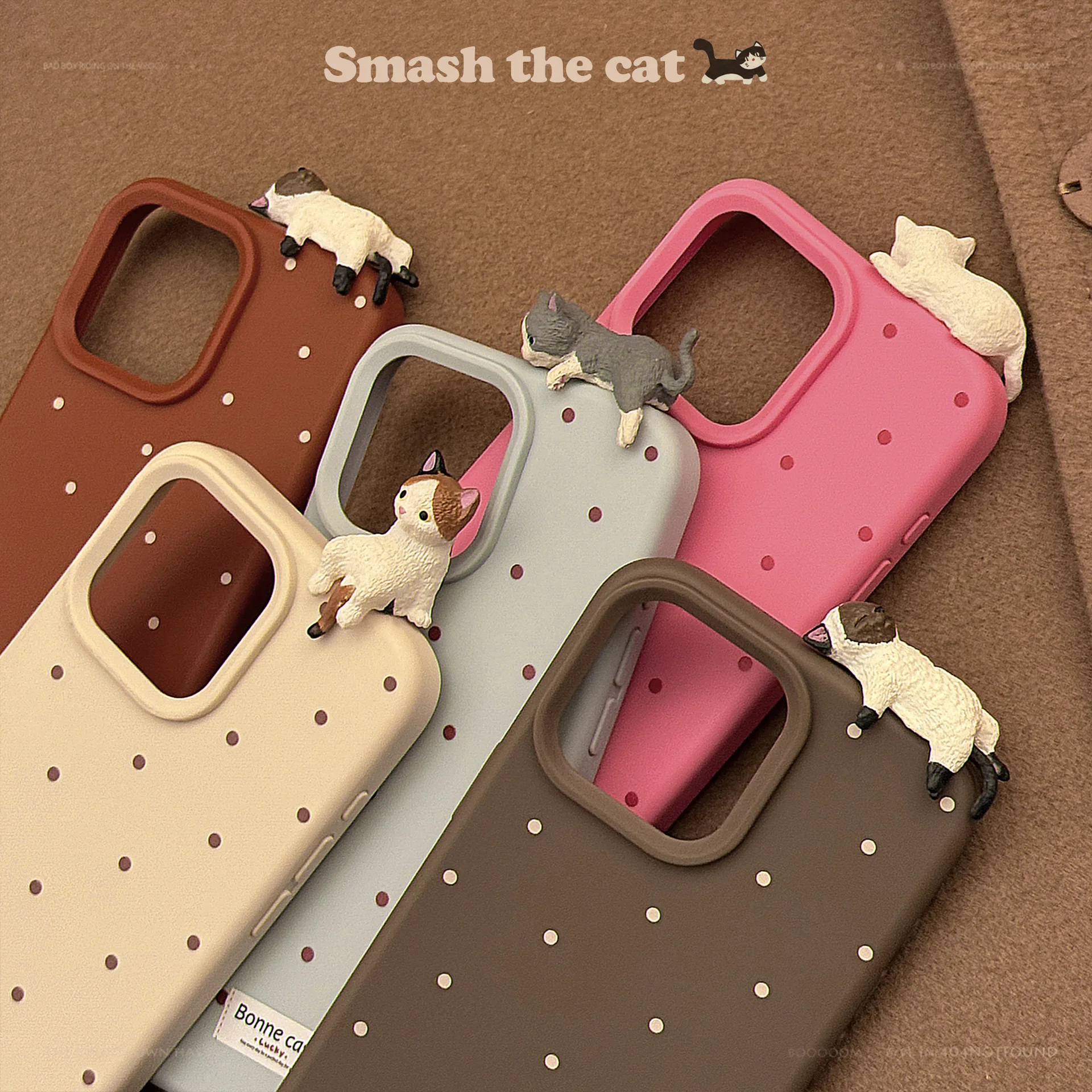 Cute 3D Party Cat Mobile Phone Case 16 15 14promax Soft Polka Dot Design For IPhone 13 12pro 11 Compatible_voghion.com