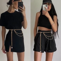 Ceinture décorative en métal pour femmes, ceinture double couche, pendentif pompon, ceinture pour vêtements, sangles, environnement fin, mode 3