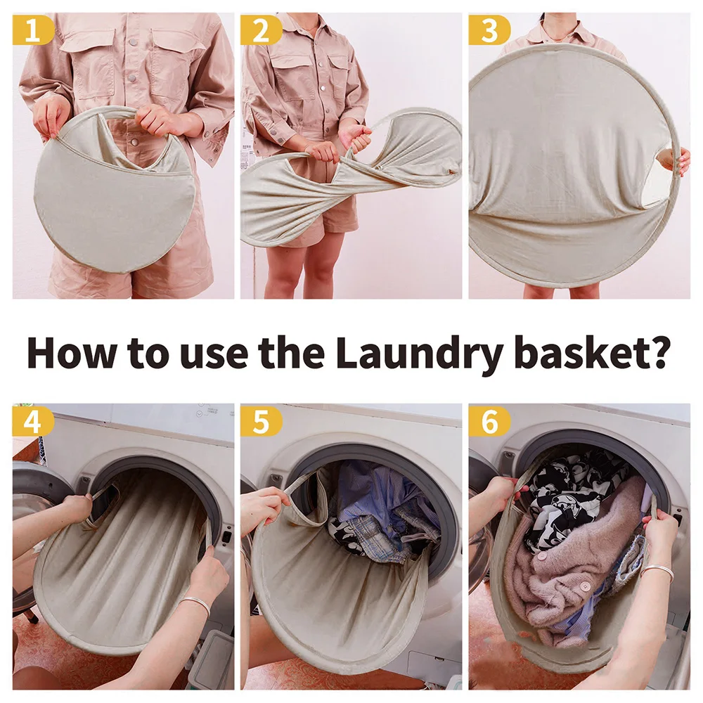 26inch Foldable Laundry Hamper with Steel Frame Portable Elastic Fabric Baskets Household Dirty Laundry Storage Basket Grey