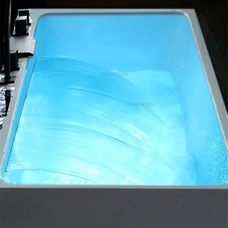 Modern Acrylic Bathtub Rectangle Comfortable Massage Thermostatic Adults Household Bubbles Bathtub Bathroom Fixture