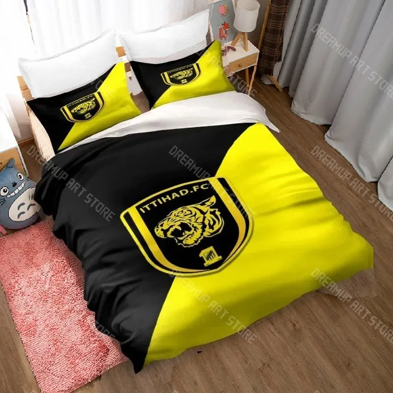 3D Print Fashion Al-Ittihad Club Jeddah Club Bedding Set Boys Girls Twin Queen Size Duvet Cover Pillowcase Bed Kids Adult 2