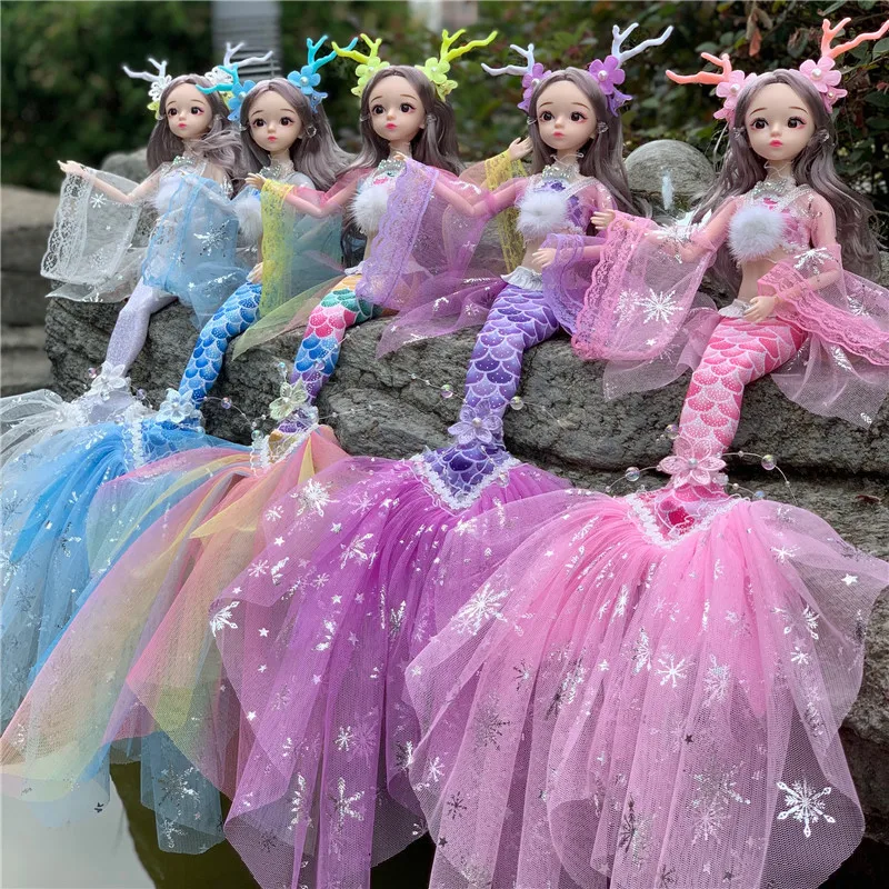 

45cm High Quality Mesh Dress Mermaid Princess Doll Girl Toy 13 Joint Movable Doll Children Birthday Gift Children Play House