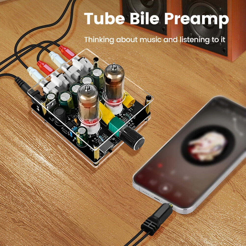 

Upgraded 6K4 Tube Preamplifier Amplifier Adjustable HiFi Tube Preamp Audio Speaker Sounds Amp Board Home Theater DIY DC12-16V